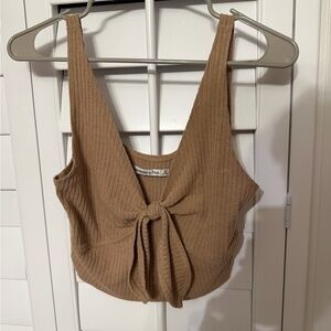Abercrombie & Fitch Brown Ribbed Tie-Front Tank Top